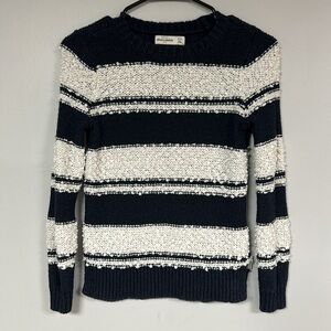 Abercrombie kids navy blue/white  soft striped long sleeve, crew sweater, 11/12